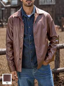 Manfinity Nomadique Men's Autumn Western Style Single-Breasted Casual Jacket - Brown - View 5