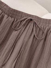 CosyJoli Plus Size Women's New Spring Summer Business Casual Woman Beach Valentine Day Style Fashion Commuting Elegant Wide-Leg Trousers, Beach Vacation College Students Valentines Summer Pants - Redwood - View 5