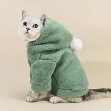 PETSIN 1pc Pet Christmas Plush Zip-Up Coat - Green - View 5
