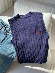 Comfortcana Women Navy Casual Sweater Vest In Fall/Winter - Navy Blue - View 4