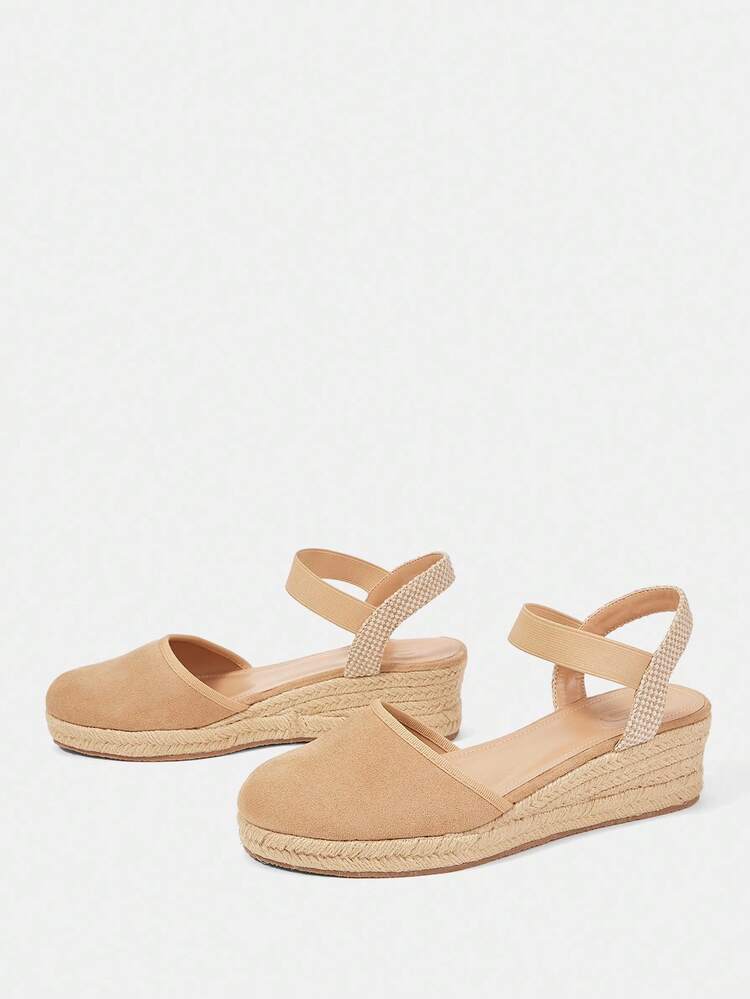 Styleloop 女士波西米亚风格休闲坡跟凉鞋，适合万圣节、圣诞节、秋季 - 杏色 - 查看 3