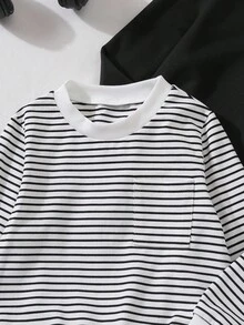 SHEIN Sweatshirt kasual longgar lengan panjang berkerah bulat untuk anak laki-laki, cocok untuk berbagai kesempatan. Baik untuk jalan-jalan sehari-hari maupun sekolah di musim gugur dan musim dingin. - MultiWarna - View 3