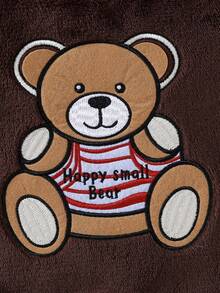 SHEIN Cute Round Neck Plush Baby Boy Outfit Fall Winter - Chocolate Brown - View 6