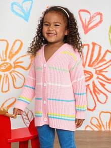 Colorful Striped Loose Casual Cardigan Sweater Fall Winter - Multicolor - View 6