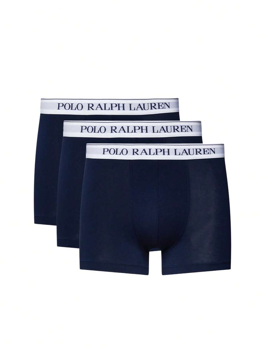 Ralph Lauren 3 Pack Men's Letter Tape Waist Active Boxer Briefs - Navy/ White - View 1