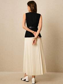 Poéselle 女士纯色圆领无袖前扣时尚百搭西装套装秋冬女装 - 彩色 - 查看 6