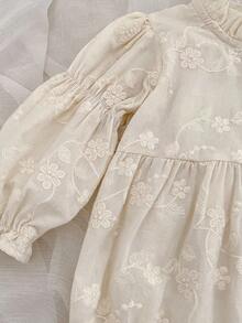 SHEIN B150 Korean Style Embroidered Long Sleeve Simple Bodysuit For Baby Girls, Spring/Autumn Fall Winter - Apricot - View 5