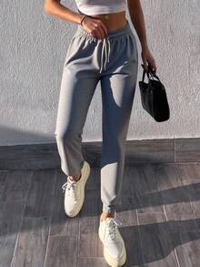 RueChic Women's Drawstring Joggers - Grey - View 3