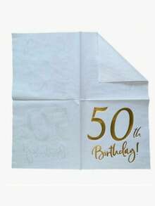 1/2/3/6 confezioni da 20 tovaglioli monouso a doppio strato con stampa dorata a tema 50° compleanno (16,5 x 16,5 cm), adatti per Natale, autunno, Ognissanti, rientro a scuola, decorazioni per pareti e tende da camera da letto. - Bianco - Visualizzare 6