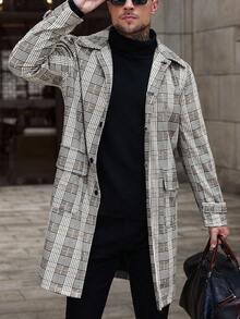 Manfinity CasualCool 男士千鸟格印花长袖单排扣休闲夹克，秋季 - 彩色 - 查看 1