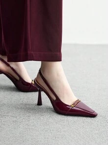 CUCCOO BIZCHIC 女士时尚漆皮细高跟鞋，适合通勤、约会、派对、度假及各种场合。 - 酒紅色 - 查看 3