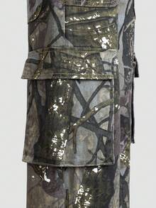 SHEIN Explorewe 男童新款欧美时尚迷彩多口袋宽松直筒牛仔裤，高街嘻哈工装裤，秋冬款 - 彩色 - 查看 5