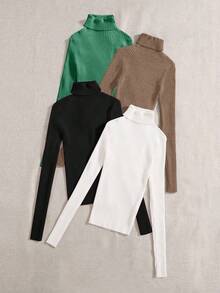 Franclia 4件套休闲纯色高领毛衣，秋冬 - 彩色 - 查看 4