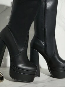 SHUZIA 女士 Groovy 双厚底粗跟及膝靴