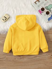 SHEIN Moletom infantil masculino estilo universitário, confortável, minimalista, prático e versátil, com textura macia em relevo 3D. Ideal para uso diário, escola, passeios, esportes, primavera/verão, outono e inverno. - Amarelo - Ver 2