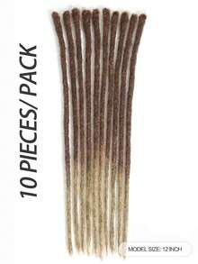 Boho Braids 10 Strähnen Loc-Verlängerung aus Echthaar, 4/27 Farbe, vollständig handgefertigt, permanente Dreadlock-Verlängerung aus Echthaar für Frauen/Männer/Kinder, 8 Zoll - 20 Zoll, Breite oben 0,6 cm, unten 0,4 cm, kann gefärbt, gebleicht und gekräuselt werden, handgefertigte Loc-Verlängerung für Männer und Frauen, 10 Strähnen, braun 4/27 Farbe