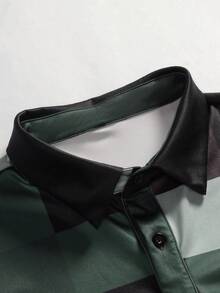 Manfinity Mode Camicia polo casual/business a maniche corte con stampa geometrica da uomo