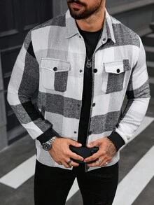 Manfinity Homme 男士格子休闲夹克，时尚百搭简约风格 - 彩色 - 查看 7