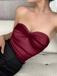 DAZY ملابس علوية قصيرة نسائية من الشبك والرقعات، صيفية