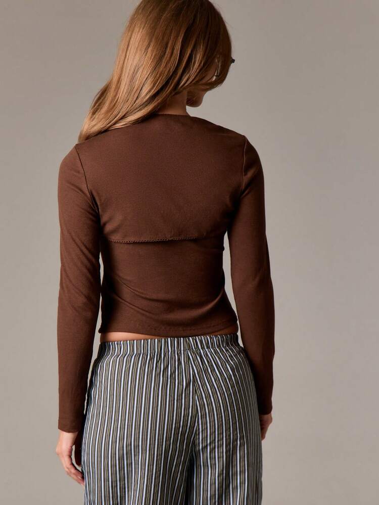 Ribbed Cutout Bolero Top