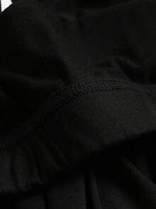 SHEIN PETITE 女式纯色高腰针织休闲A字裙 - 黑色 - 查看 3