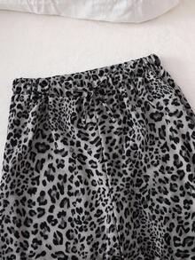 Sparklyn Teen Girls' Leopard Print Tie Waist Wide Leg Loose Casual Pants Fall Winter