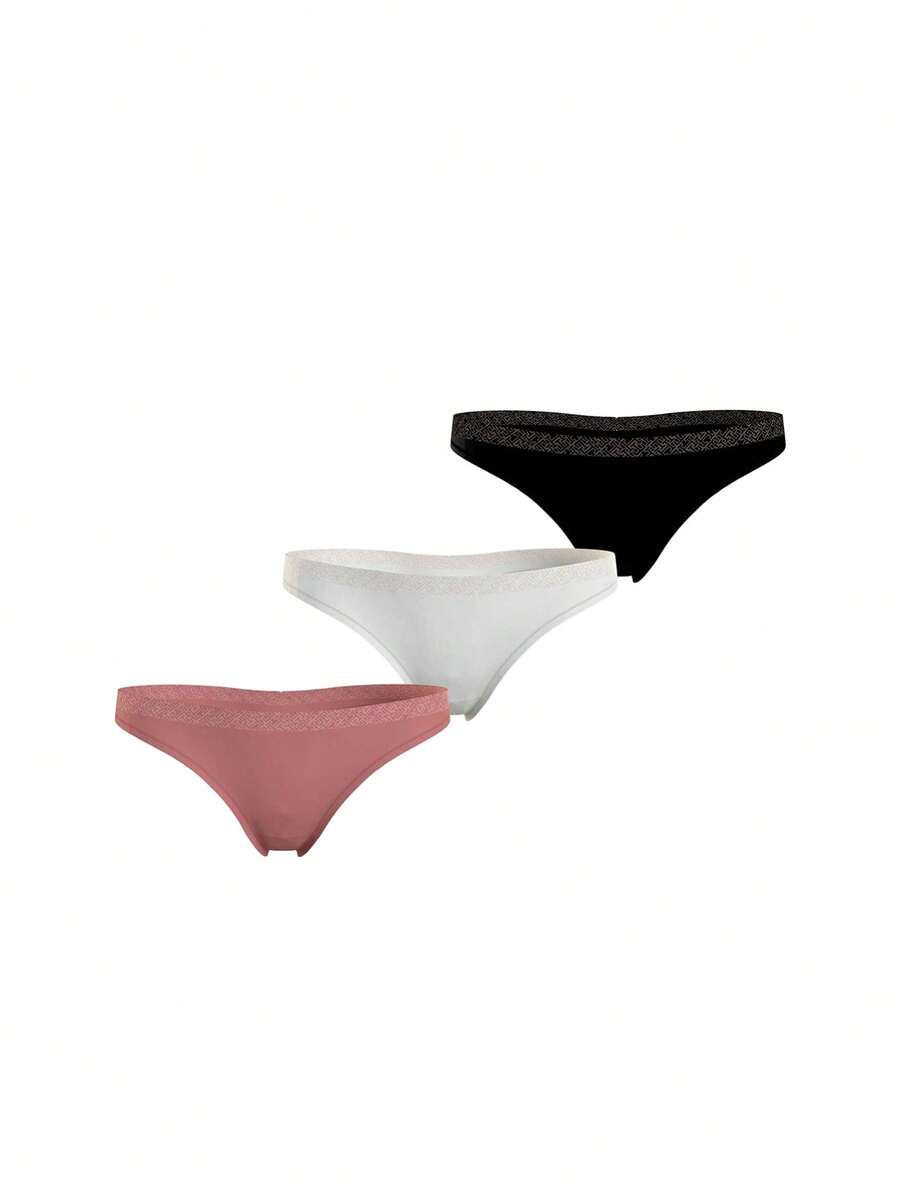 Tommy Hilfiger 3 Pack Women's Thongs - Pink and White and Black - View 1