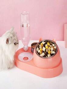 1 套二合一宠物双碗和自动饮水瓶，让您的宠物保持水分充足！