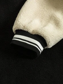 PAVTROS Men's Letter Graphic Contrast Color Zipper Front Casual Baseball Jacket, Autumn/Winter Letterman Jacket Fleece Jacket Mens Varsity Jacket Streetwear Jacket Fleece Lined Jacket Letter Men Jacket