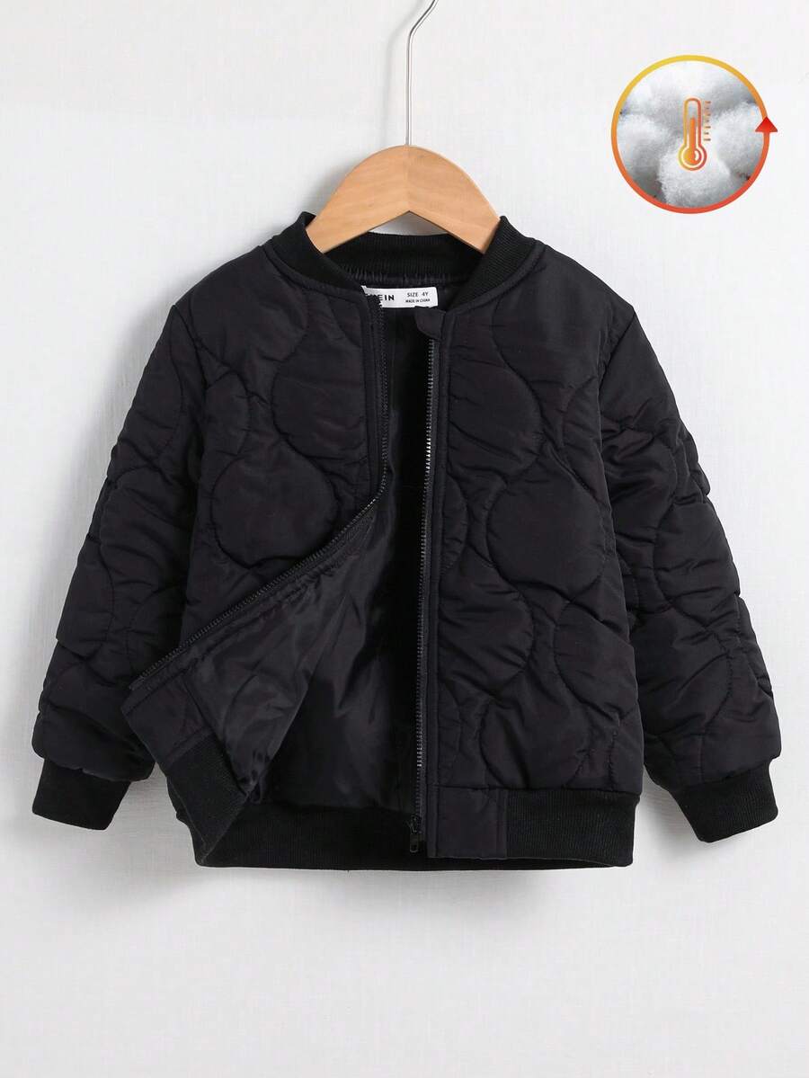SHEIN Young Boy Long Sleeve Zip-Up Collar Casual Winter Jacket Fall
