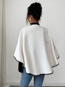 Rafferiza 新款优雅秋冬披肩多功能斗篷女士羊毛布女士秋季搭配外套 - 杏色 - 查看 2