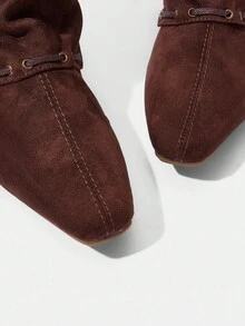 Styleloop Giày bốt nữ cổ điển kiểu Pháp mũi nhọn có khóa cài, đế cao, phù hợp cho Halloween, Giáng sinh, trang phục mùa thu, phong cách cao bồi, trang phục cơ bản. - Cà phê nâu - Xem 4