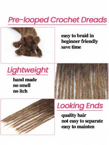 Boho Braids Real Human Hair Dreadlock Extensions 4/30 10 Strands 8 Inch - 20 Inch Up 0.6cm Down 0.4cm Width 100% Permanent Human Hair Loc Extension Can Be Dyed Bleached Curled Handmade Loc Extension For Men Women 10 Strands Brown 4/30 Color - S4/30 - View 3