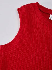 女童格子吊带背心衬衫裙两件套 - 紅色 - 查看 7