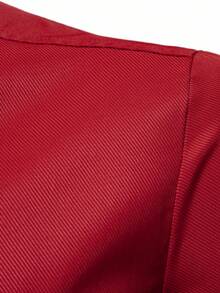 Manfinity Mode Áo sơ mi nam tay dài đơn hàng khuy đơn màu, thường ngày/công sở, mùa thu - Đỏ - Xem 4