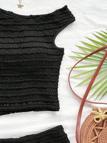 Soleia Women's Vacation Spring/Summer 2 Pieces Set: Red & White Striped Knit Asymmetrical Shoulder Crop Top And Super Low-Rise Bodycon Shorts, Suitable For Party, Christmas, Valentine's Day, Date, Beach, Cruise, Carnival, Easter, Chinese New Year