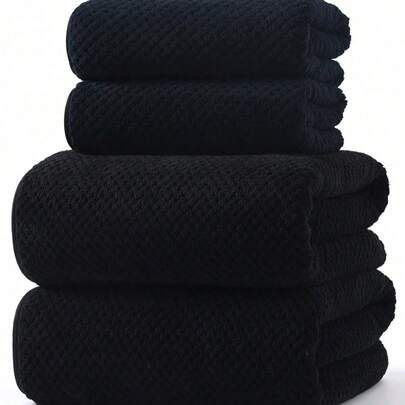 SHEIN 1 件珊瑚绒柔软吸水速干菠萝图案面巾/毛巾成人和情侣适用，家庭日常使用，1 件或 40 英寸 X 80 英寸浴巾，1 件或 80 英寸 X 170 英寸沙滩巾/浴巾，适合美容院家庭浴室