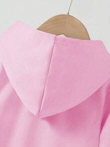 SHEIN Playful Pals 年轻女孩休闲时尚可爱趣味卡布奇诺芭蕾舞者图案印花连帽衫 + 裤子 2 件套，适合日常、户外、运动和学校，秋冬 - 粉色 - 查看 3