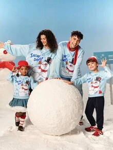 Frosty the Snowman X SHEIN Young Boy Casual Cute Christmas Snowman & Letter Print Dropped Shoulder Loose Pullover Sweatshirt , Autumn/Winter Fall - Multicolor - View 1