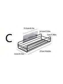 1pc Iron Bathroom Kitchen Storage Shelf, Non-Porous Wall Mounted Storage Shelf, Bathroom Storage Shelf Organizer Kitchen Organizer