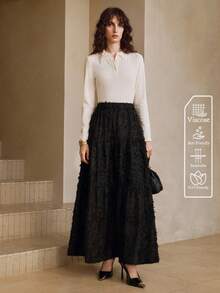 Arave Women's Ribbed Knit Material Straight Shoulder Waist Version Lace Lapel Daily Commuting Bottoming Top Fall Women Clothes Women's Dress Shirt  Fall Clothes For Women Going Out Tops For Women - Beige - View 2