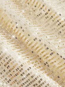 SHEIN MOD 系带露背亮片中长连衣裙 - 杏色 - 查看 5