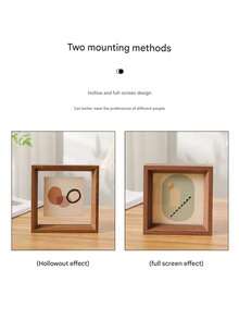 SHEIN 1 Double-Sided Photo Frame, High Transparent Acrylic Glass Wood Plastic Retro Photo Frame, DIY Photo Frame, Can Be Placed In Photos, Specimen Display Frame Calligraphy Frame Photo Frame, Suitable For Living Room, Bedroom Decoration, Holiday Party, Birthday Gift, Home Decoration, Interior Decoration, Creative Desktop Plant Specimen Storage, Valentine's Day Gift (This One Only Has A Photo Frame, No Painting Core, Cardboard, Mind Carefully) - Multicolor - View 4