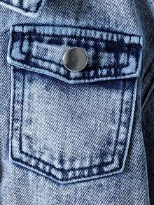 2 piezas Conjunto de Denim para Niñas, Chaqueta de Denim Corta Estilo Vintage + Jeans de Pierna Recta Holgada, Conjunto de Denim de Moda para Primavera/Otoño, Perfecto para Vacaciones y Salidas Casuales - Azul lavado medio - Ver 7
