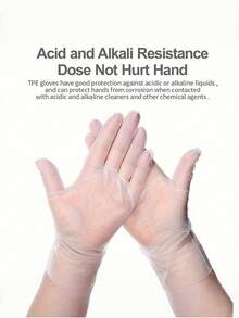 50/100/200PCS TPE Gloves Transparent Thickened Powder Free Anti Static For Kitchen Household Cleaning Pet Care Beauty Hairdressing Painting Home Supplies - White - View 4