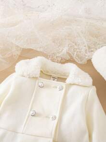 Emery Rose Kids Emery Rose Kids Young Girl Cute White Hooded Jacket, Gloves Set, Versatile For Autumn/Winter Fall