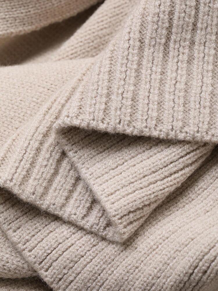 Women's Casual Solid Color High Collar Belted Sweater Dress, Autumn