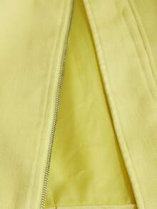 Aveloria Modichic 女式蝙蝠翼领纯色粗花呢通勤时尚飞行员夹克 - 黃色 - 查看 7