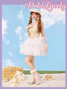 Dola Lovely 优雅蝴蝶结玛丽珍高跟鞋 - 杏色 - 查看 5