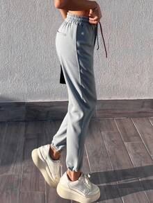 RueChic Women's Drawstring Joggers - Grey - View 4